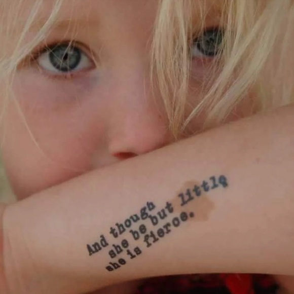 NEW Conscious Ink Though She Be But Little, She Is Fierce Temp Tattoo - 3 Pack - Picture 2 of 2